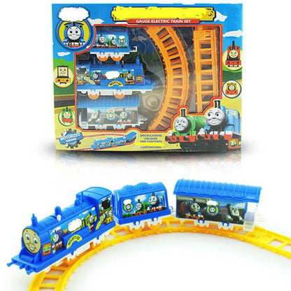 Kids DIY Electric Train Set Battery Powered Train Race Track Cartoon Puzzle Assembled Rail Car Toys Children Education Toys