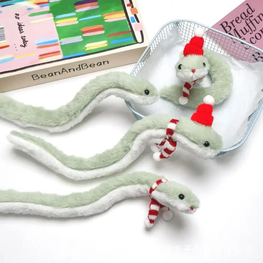 Year of The Snake Decorative Plush Toy Wrap Around Arm Little Snake Stuffed Plush Doll Soft Cute Green Snake Animal Doll Gifts