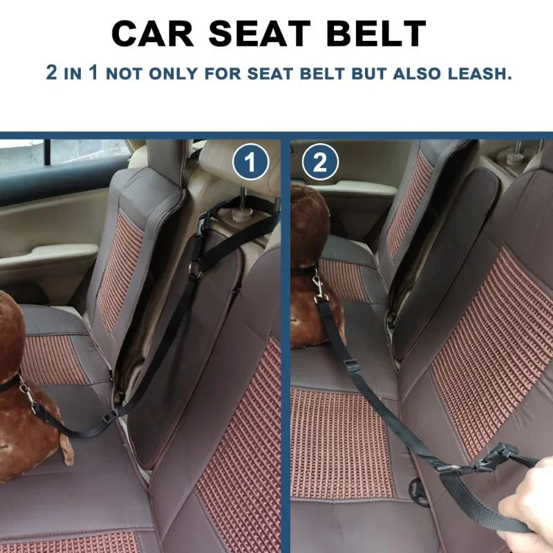 Solid Two-in-one Pet Car Seat Belt  Lead Leash BackSeat Safety Belt Adjustable Harness for Kitten Dogs Collar Pet Accessories