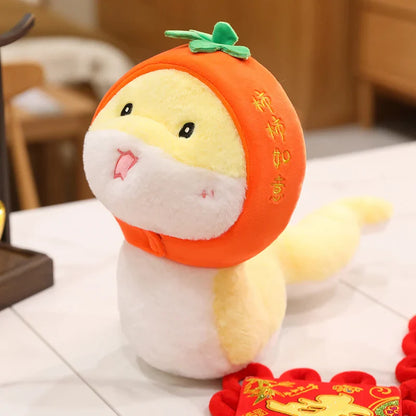 2025 New Year Cartoon Lucky Snake Animals Plush Figure Dolls Soft Pillow Toys Wear Lion Clothes Funny Christmas New Year Gift