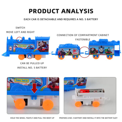 Kids DIY Electric Train Set Battery Powered Train Race Track Cartoon Puzzle Assembled Rail Car Toys Children Education Toys