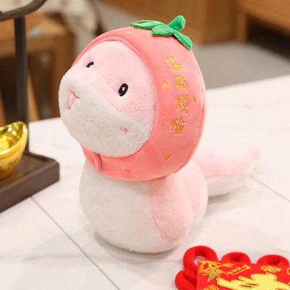 2025 New Year Cartoon Lucky Snake Animals Plush Figure Dolls Soft Pillow Toys Wear Lion Clothes Funny Christmas New Year Gift