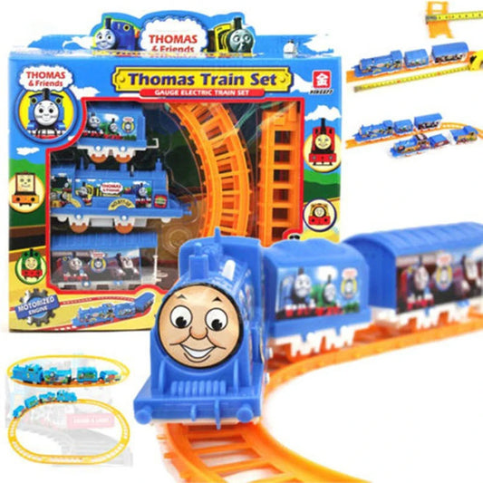 Kids DIY Electric Train Set Battery Powered Train Race Track Cartoon Puzzle Assembled Rail Car Toys Children Education Toys