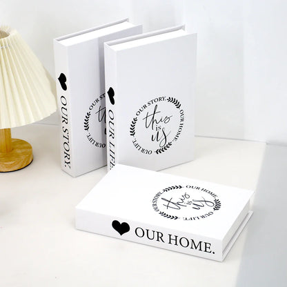 3pcs/Set Modern Fake Books Decoration White Color Simulation Book Home Decor Club Hotel Model Living Room Props Books Decor