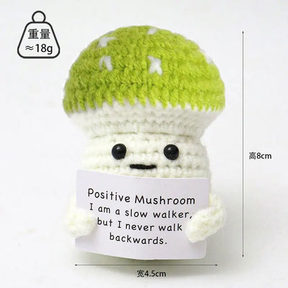 Crochet Positive Energy Duck Doll with Card Christmas Party Gift Handmade Yarn Wool Knitted Animal Ornament Home Room Decoration